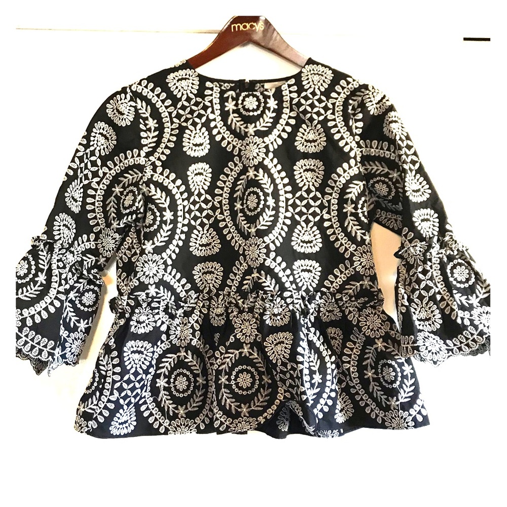 ASOS Black Premium Embroidered Smock Top